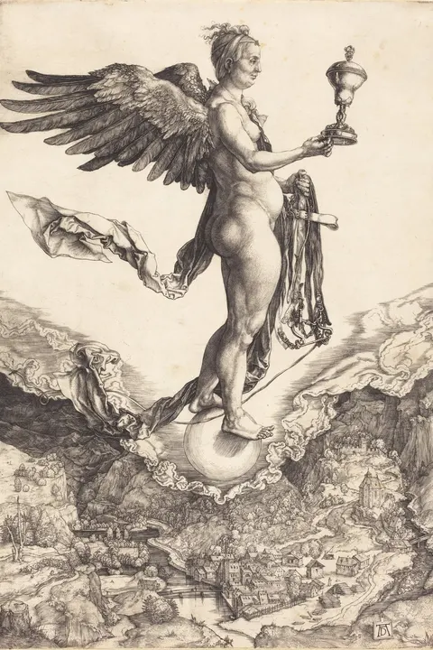 Nemesis (The Great Fortune) by Albrecht Dürer, c. 1501–1502