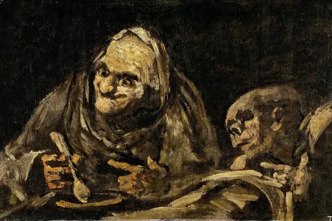 Two Old Men Eating Soup by Francisco Goya, 1820–1823