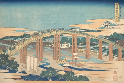 Yahagi Bridge at Okazaki on the Tōkaidō by Katsushika Hokusai, 1827–1830