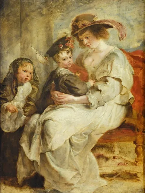 Portrait of Helena Fourment with Clara-Johanna and Frans Rubens by Peter Paul Rubens, 1636