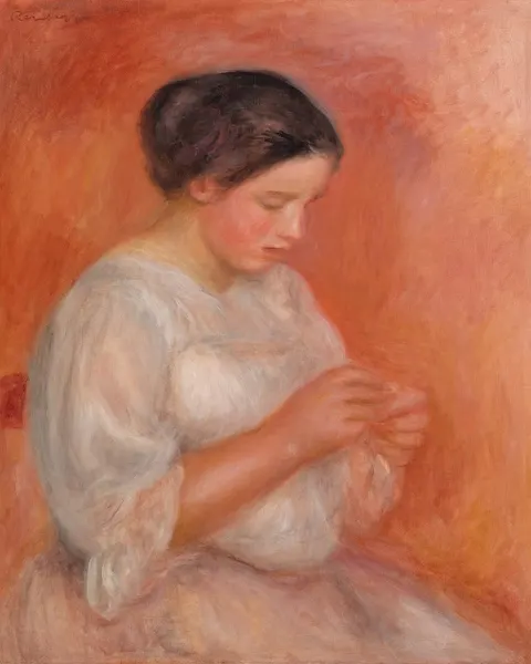 Woman Sewing by Pierre-Auguste Renoir, c. 1908