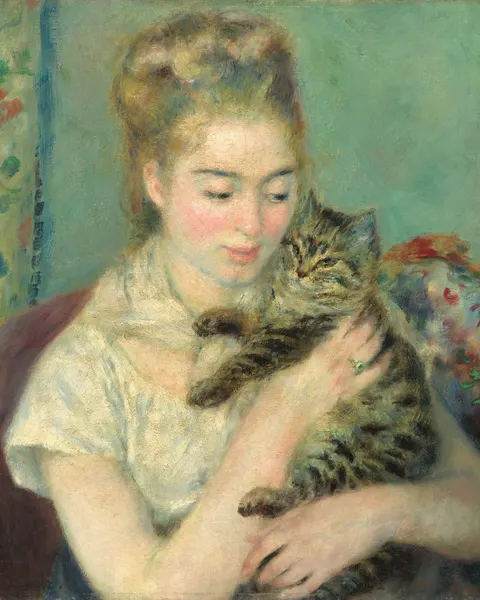 Woman with a Cat by Pierre-Auguste Renoir, c. 1875