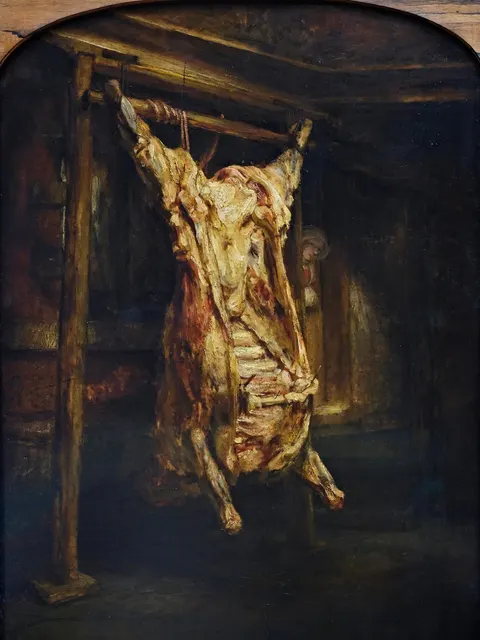 A Slaughtered Ox by Rembrandt, 1655