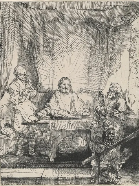 Christ at Emmaus: the Larger Plate by Rembrandt, 1654