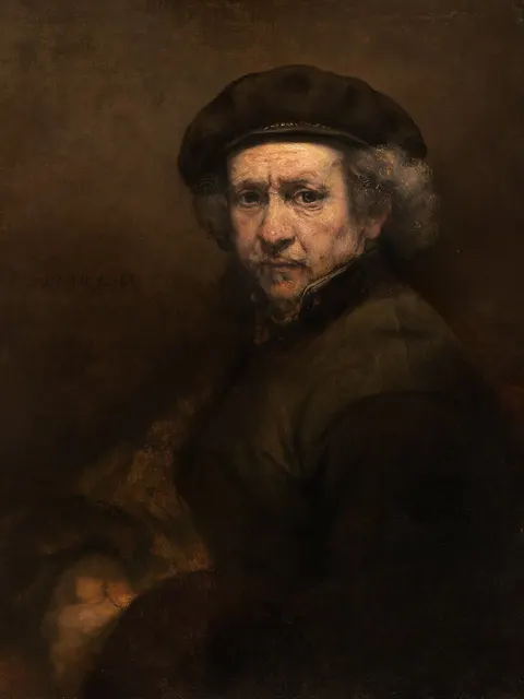 Self Portrait with Beret and Turned-Up Collar by Rembrandt, 1659