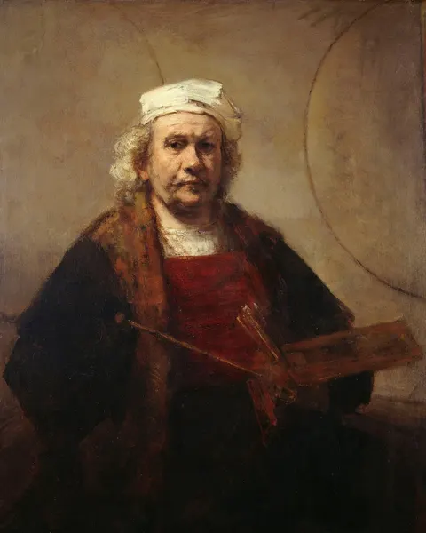 Self Portrait with Two Circles by Rembrandt, c. 1665