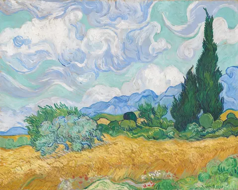 A Wheatfield, with Cypresses by Vincent van Gogh, 1889