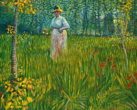 A Woman Walking in a Garden by Vincent van Gogh, 1887