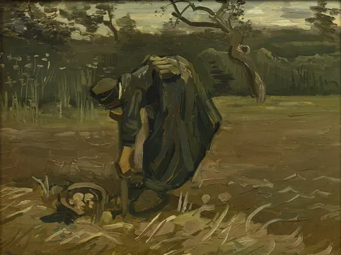 Peasant Woman Digging Up Potatoes by Vincent van Gogh, c. 1885
