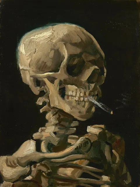 Skull of a Skeleton with Burning Cigarette by Vincent van Gogh, 1886