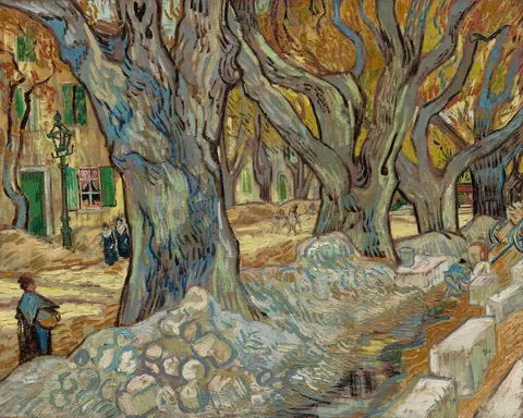 The Large Plane Trees (Road Menders at Saint-Rémy) by Vincent van Gogh, 1889