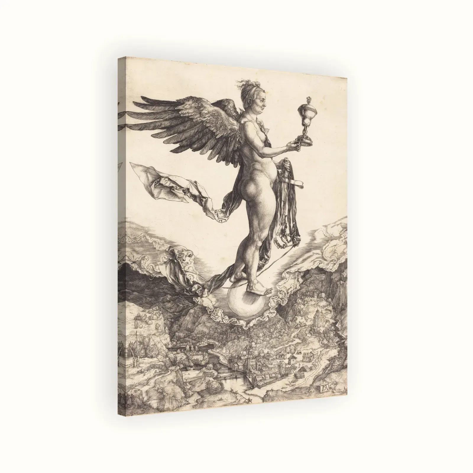Nemesis (The Great Fortune) by Albrecht Dürer, c. 1501–1502: Stretched canvas