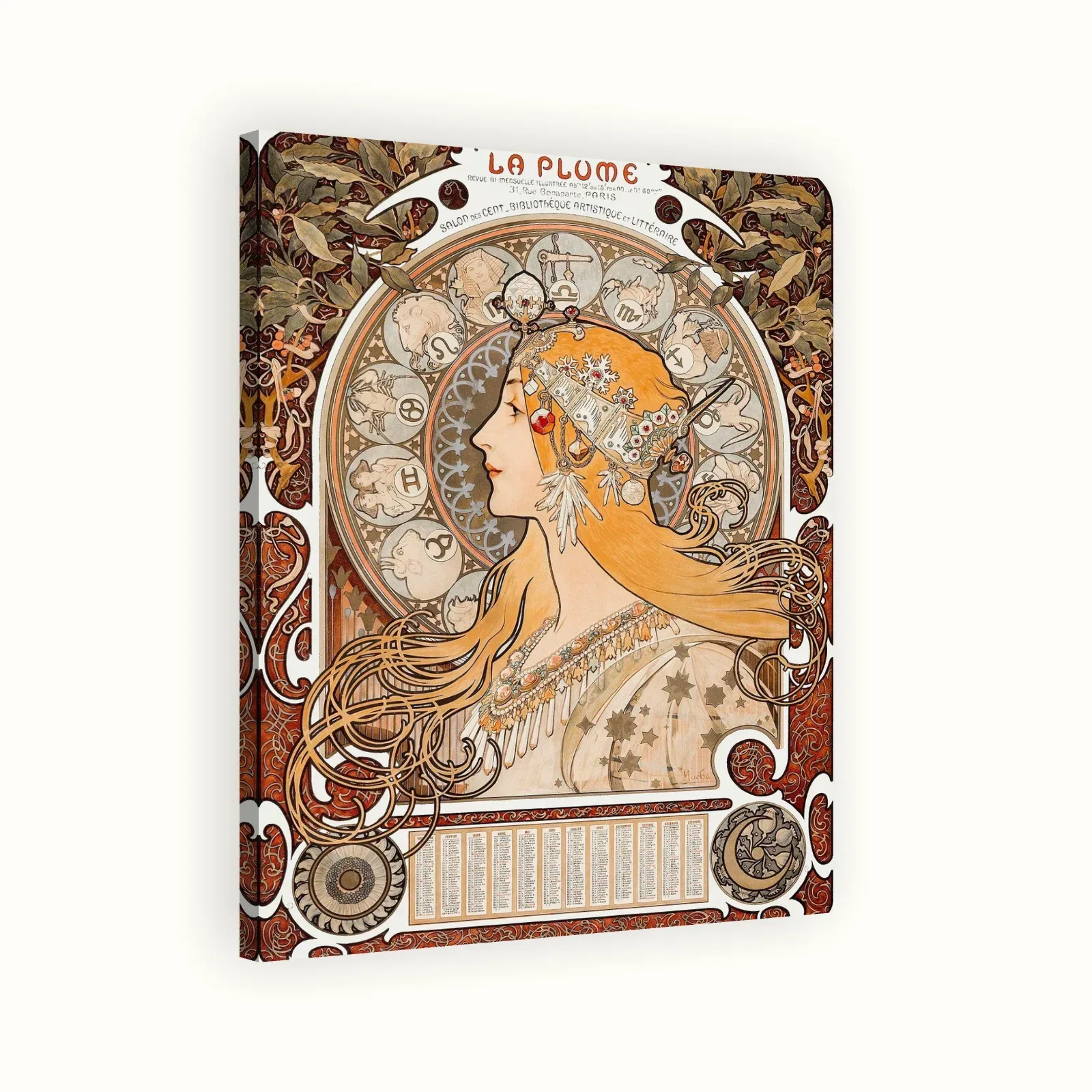 Zodiac by Alphonse Mucha, 1896: Stretched canvas