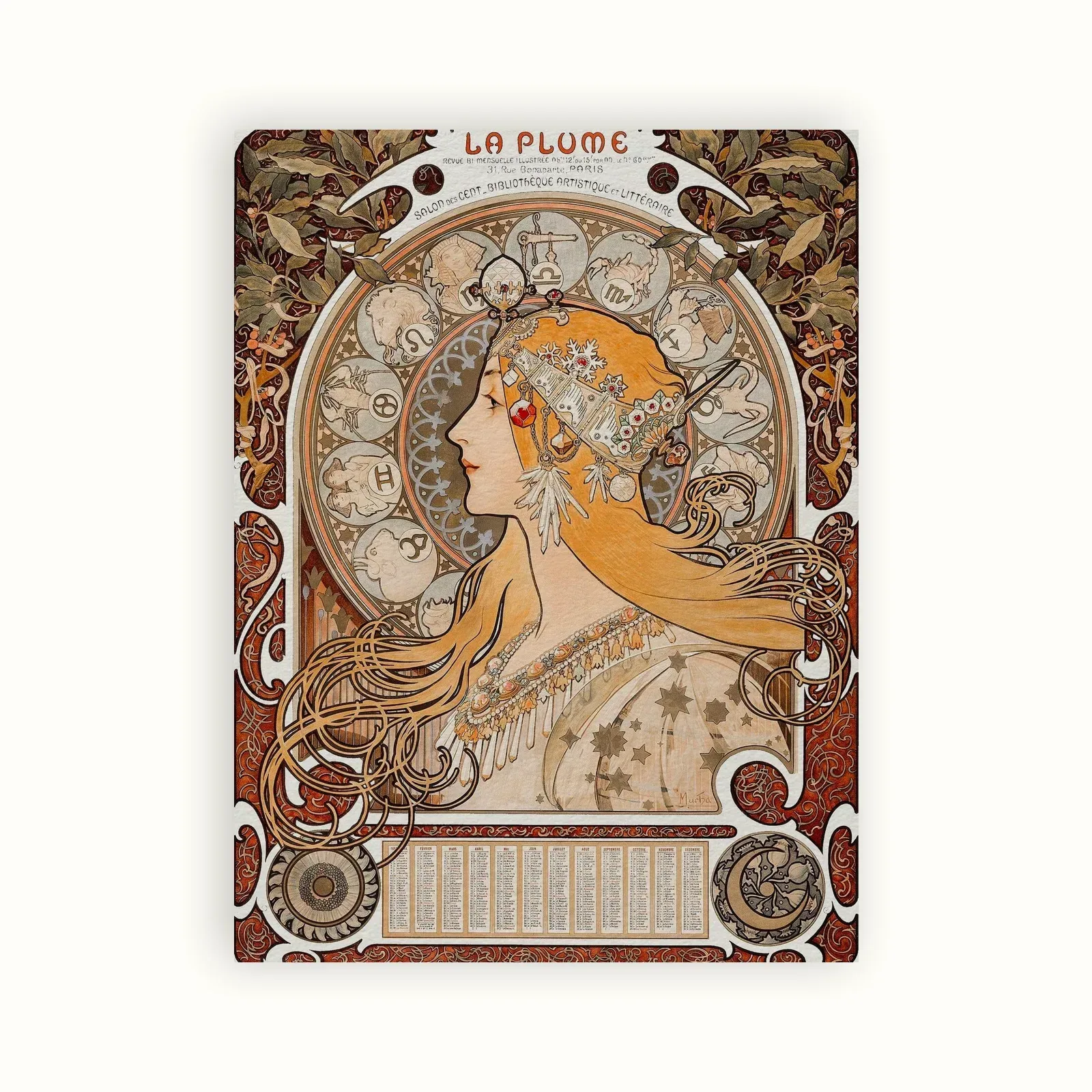 Zodiac by Alphonse Mucha, 1896: as a fine art print
