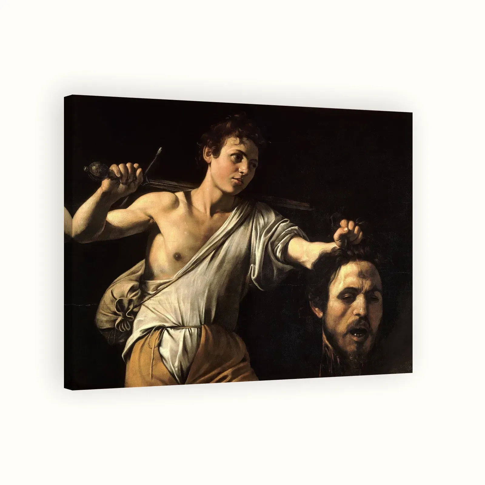 David with the Head of Goliath by Caravaggio, 1607: Stretched canvas