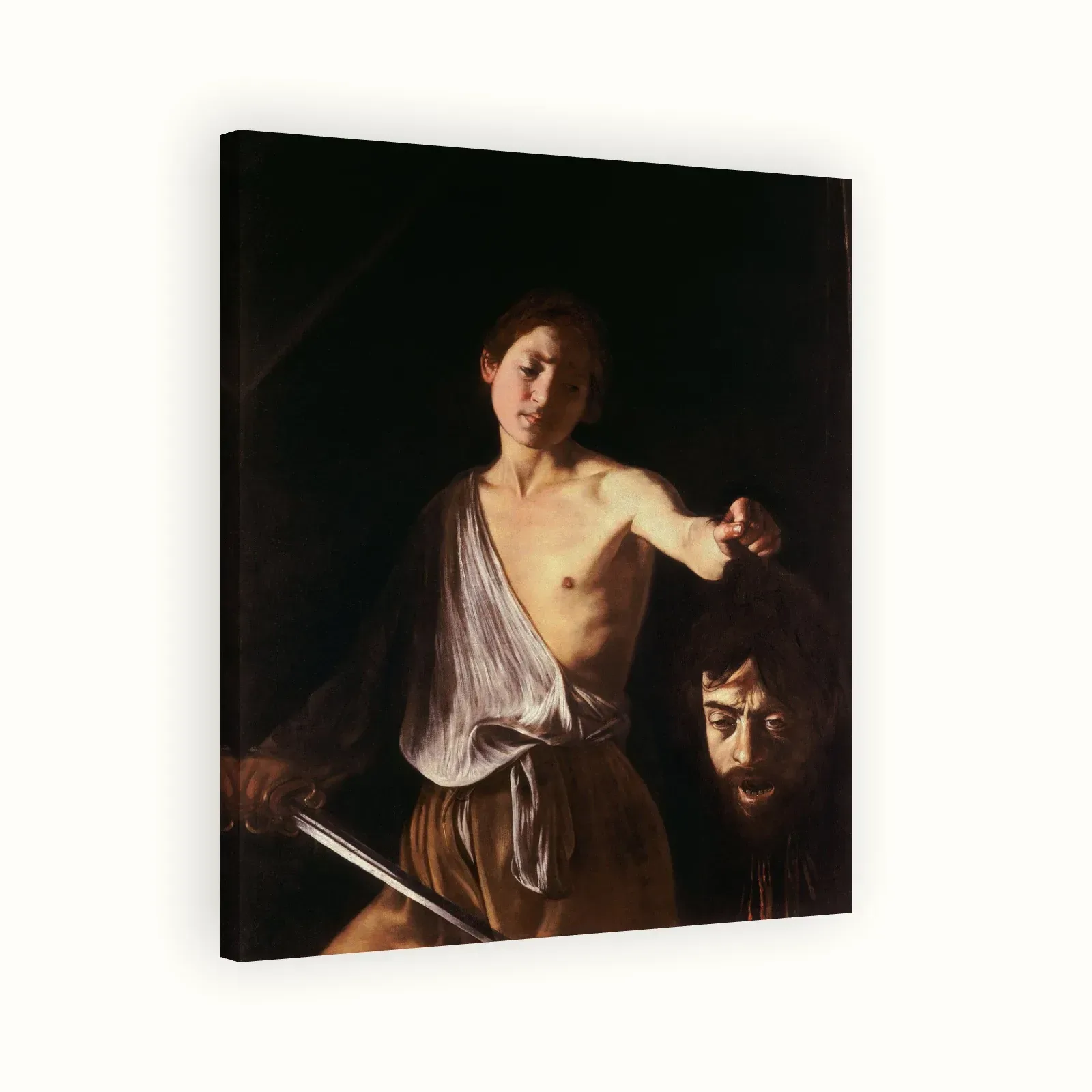 David with the Head of Goliath by Caravaggio, 1605: Stretched canvas