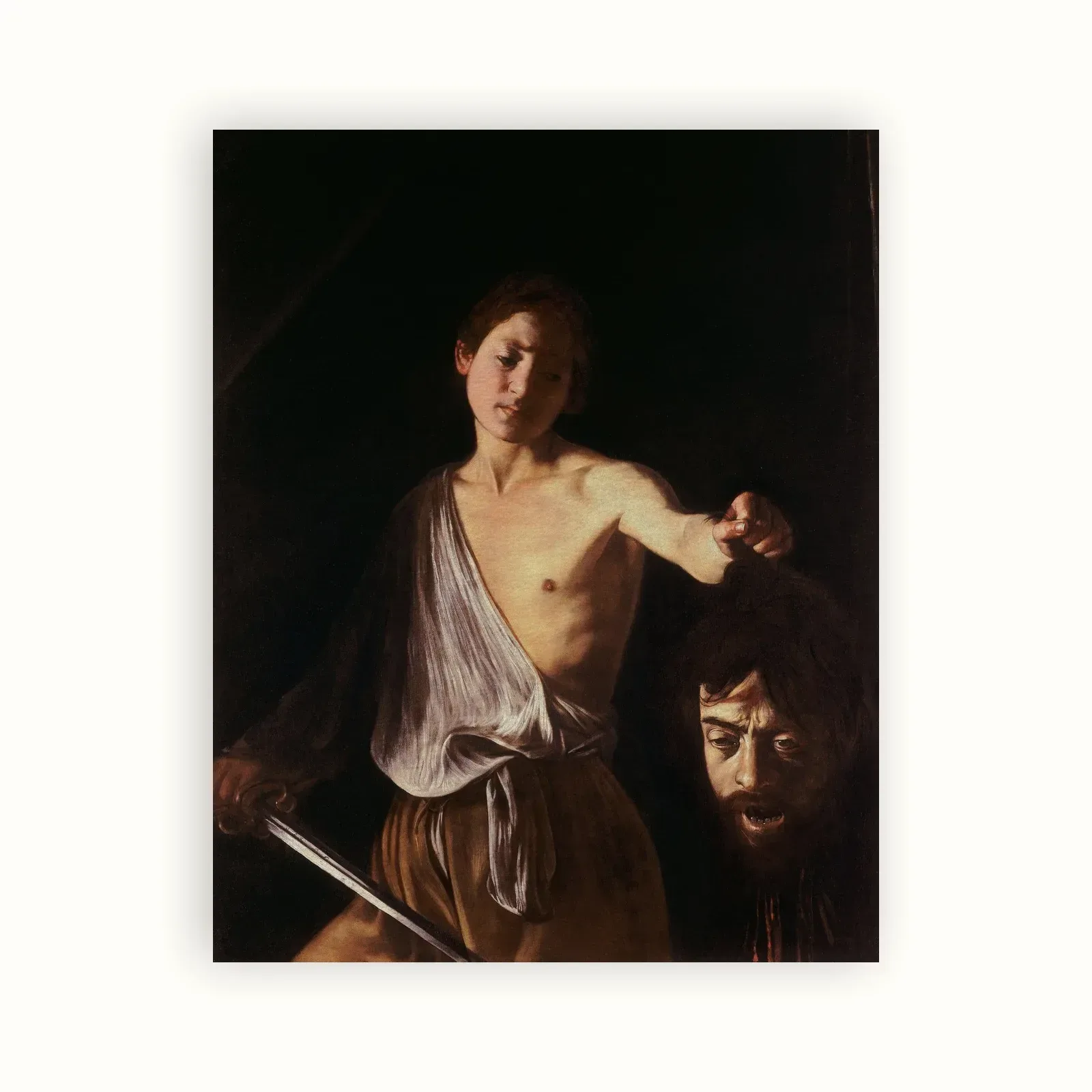 David with the Head of Goliath by Caravaggio, 1605: as a fine art print