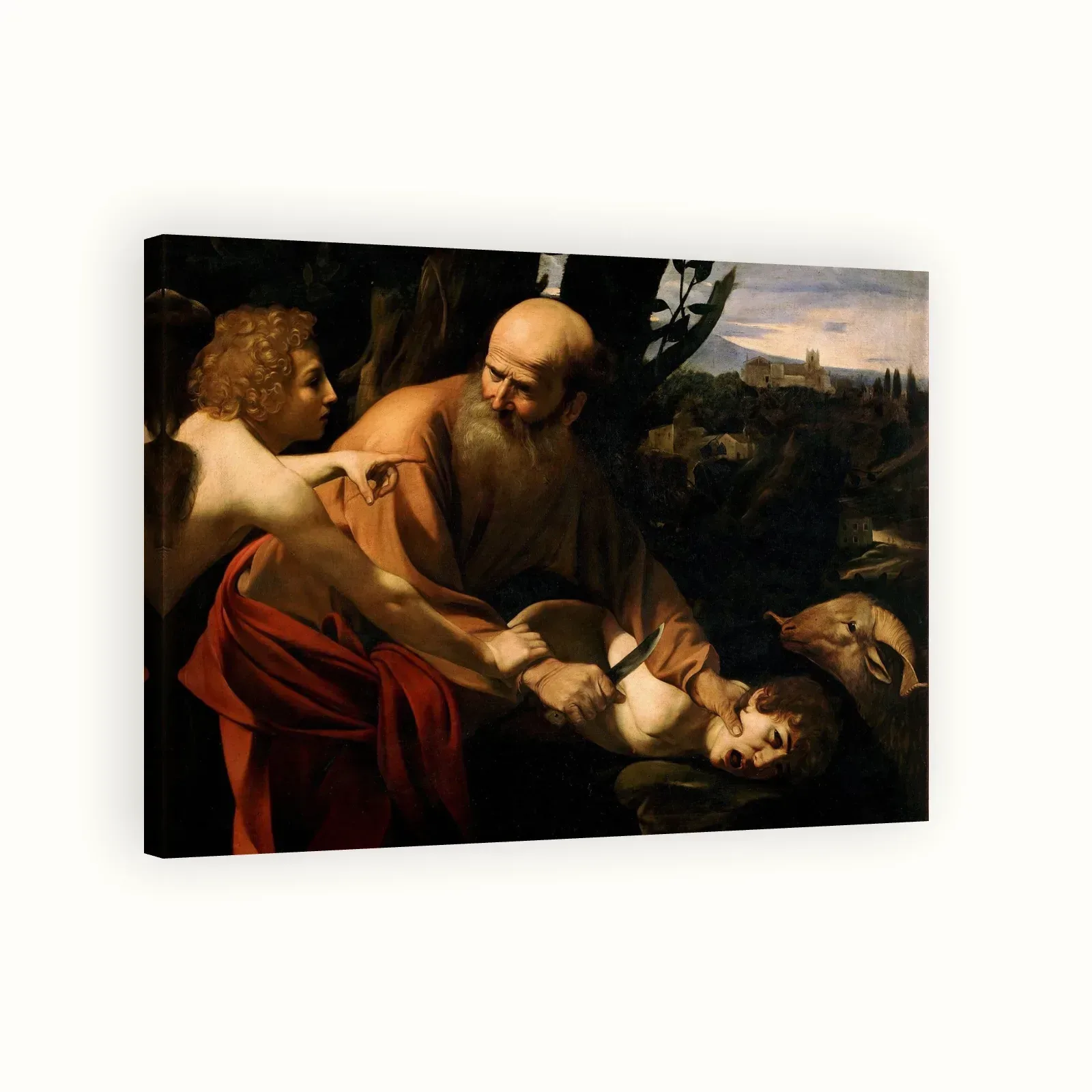 Sacrifice of Isaac by Caravaggio, 1603: Stretched canvas