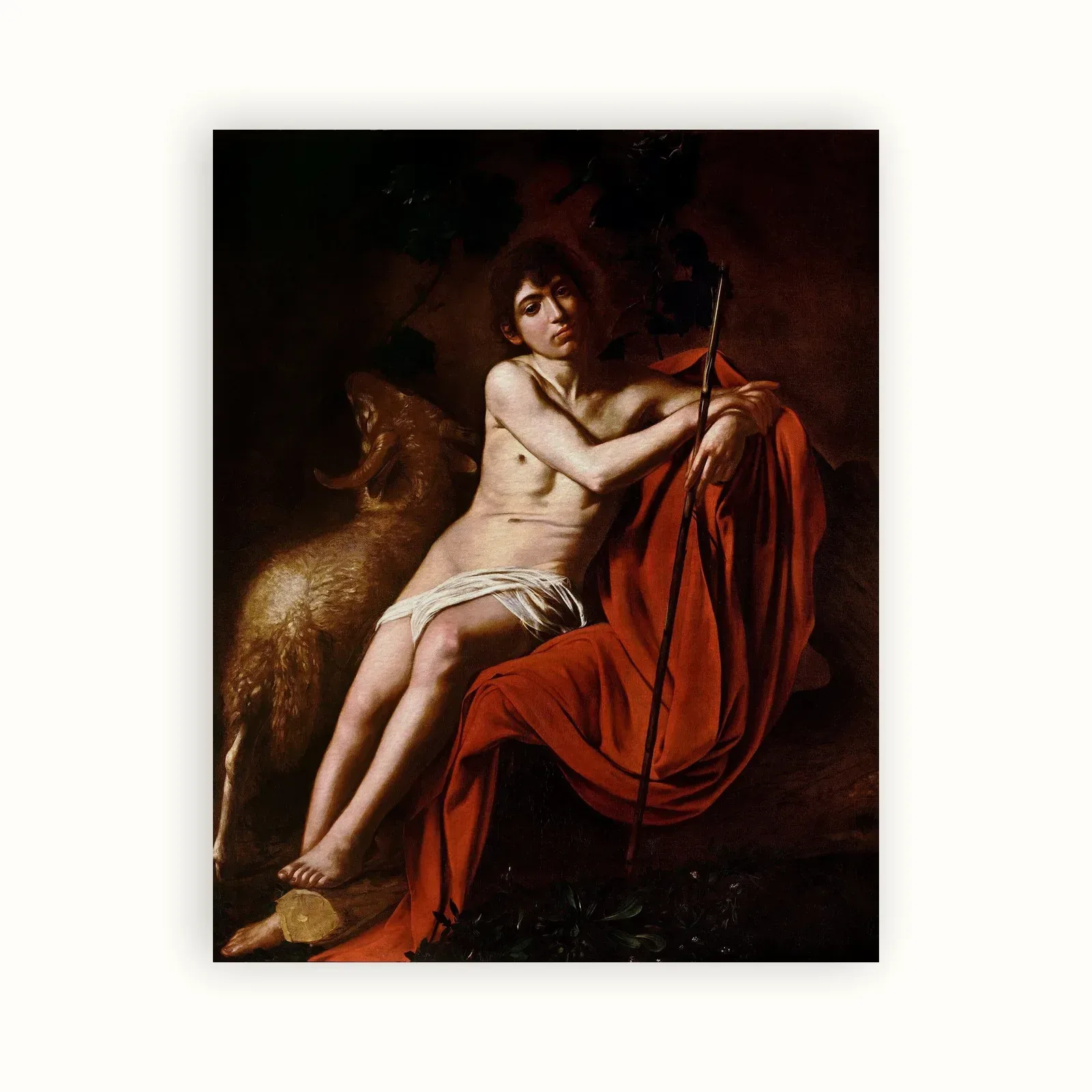 Saint John the Baptist by Caravaggio, 1610: as a fine art print