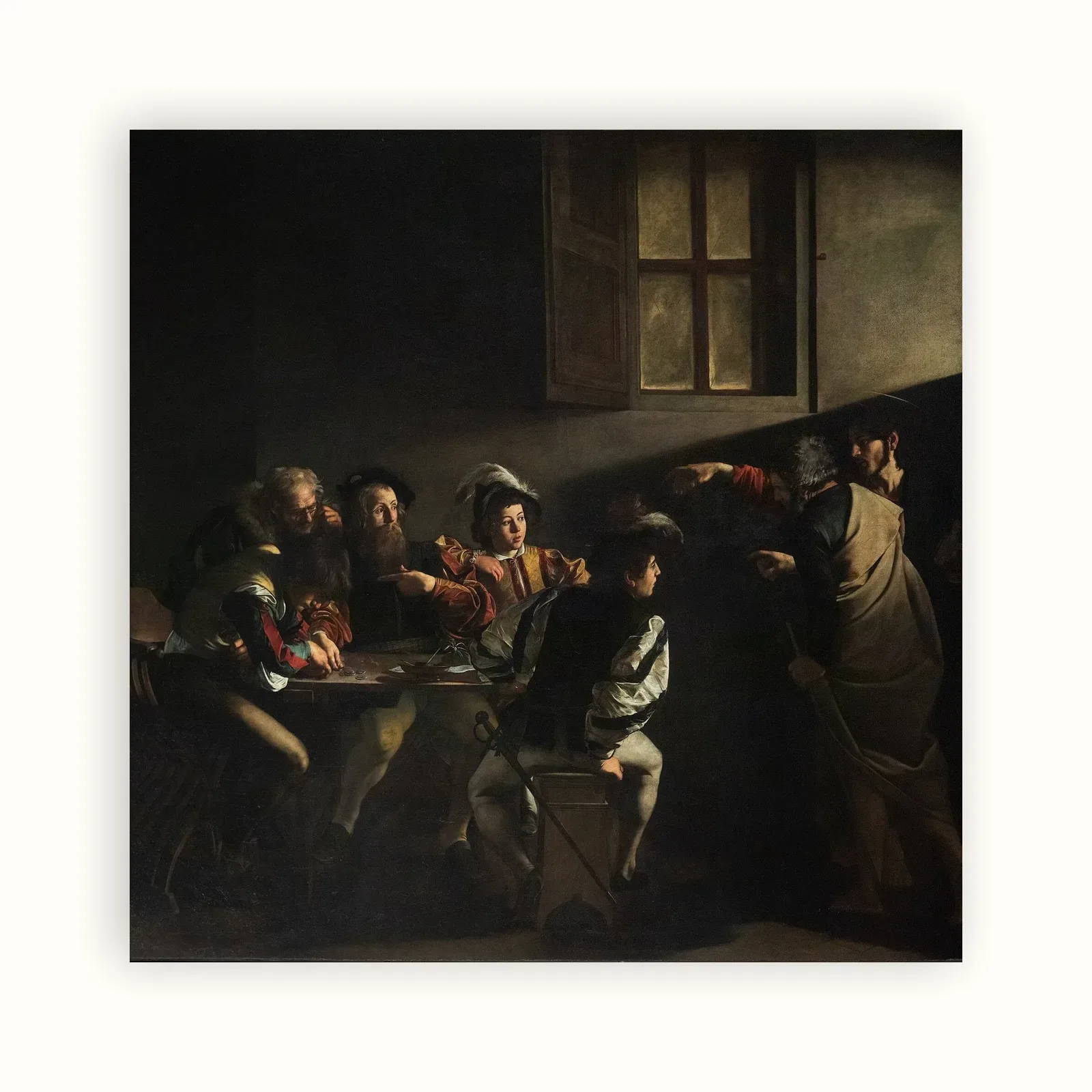 The Calling of Saint Matthew by Caravaggio, 1609: as a fine art print