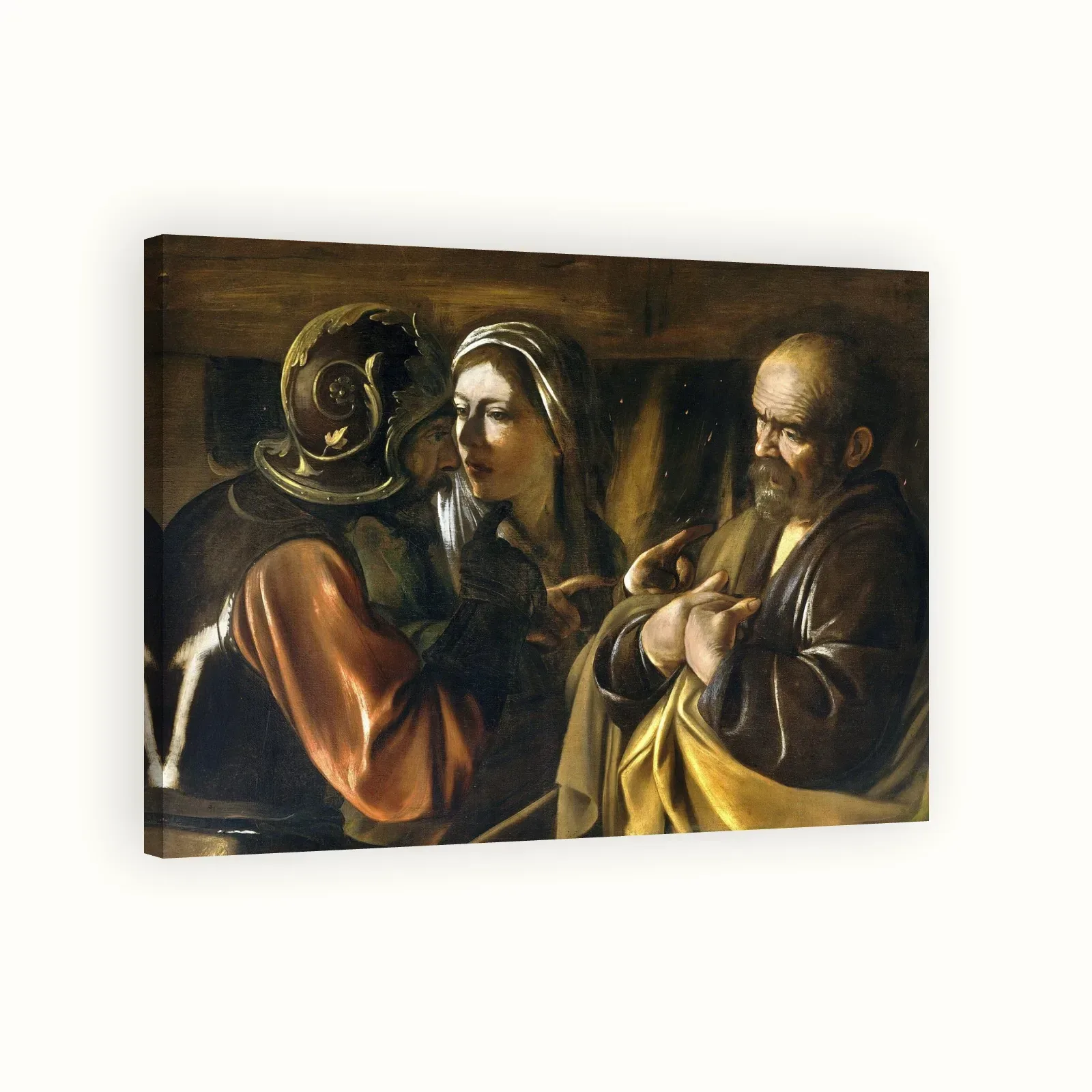 The Denial of Saint Peter by Caravaggio, 1610: Stretched canvas