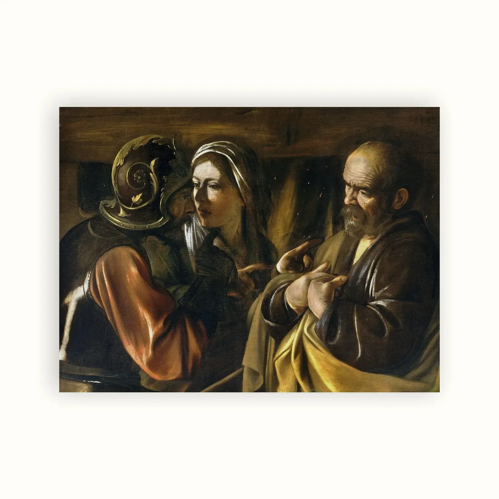 The Denial of Saint Peter by Caravaggio, 1610: as a fine art print