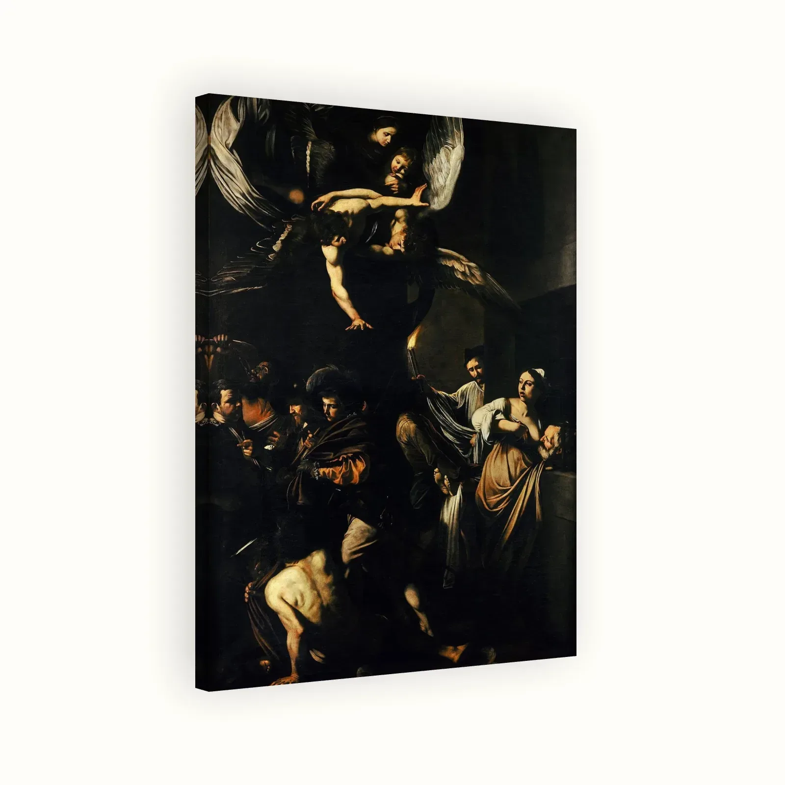 The Seven Works of Mercy by Caravaggio, 1606–1607: Stretched canvas