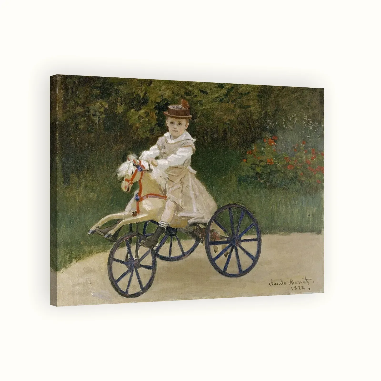 Jean Monet on His Hobby Horse by Claude Monet, 1872: Stretched canvas