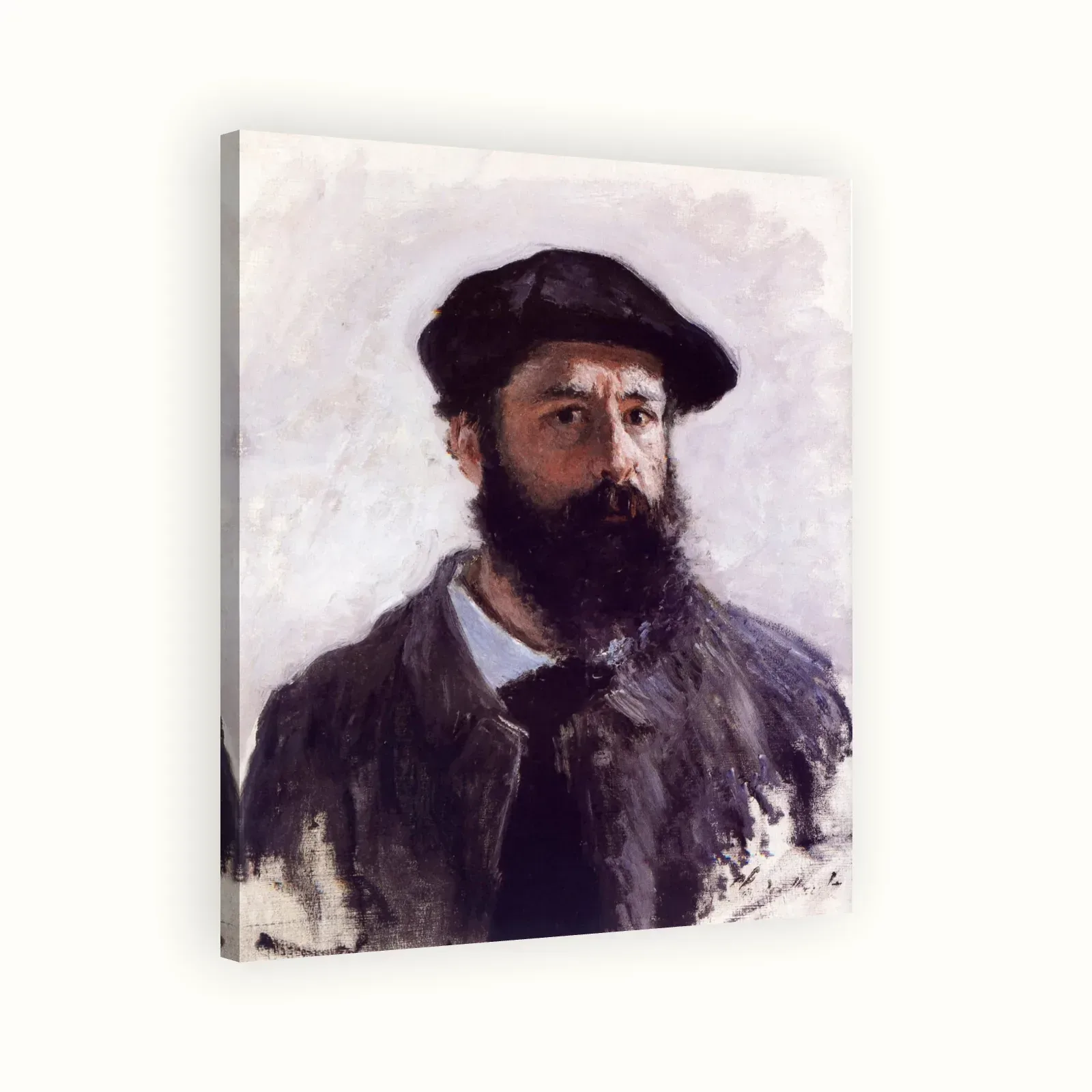 Self-portrait in Beret by Claude Monet, 1886: Stretched canvas