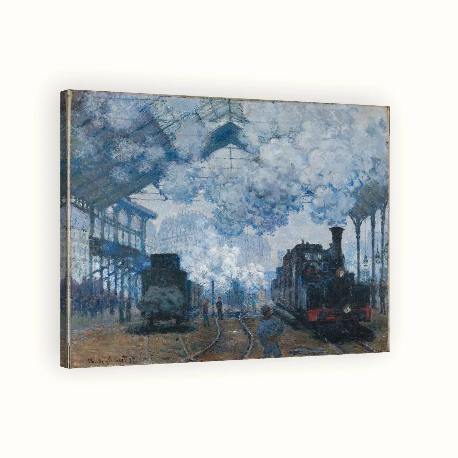 The Gare Saint-Lazare: Arrival of a Train by Claude Monet, 1877: Stretched canvas