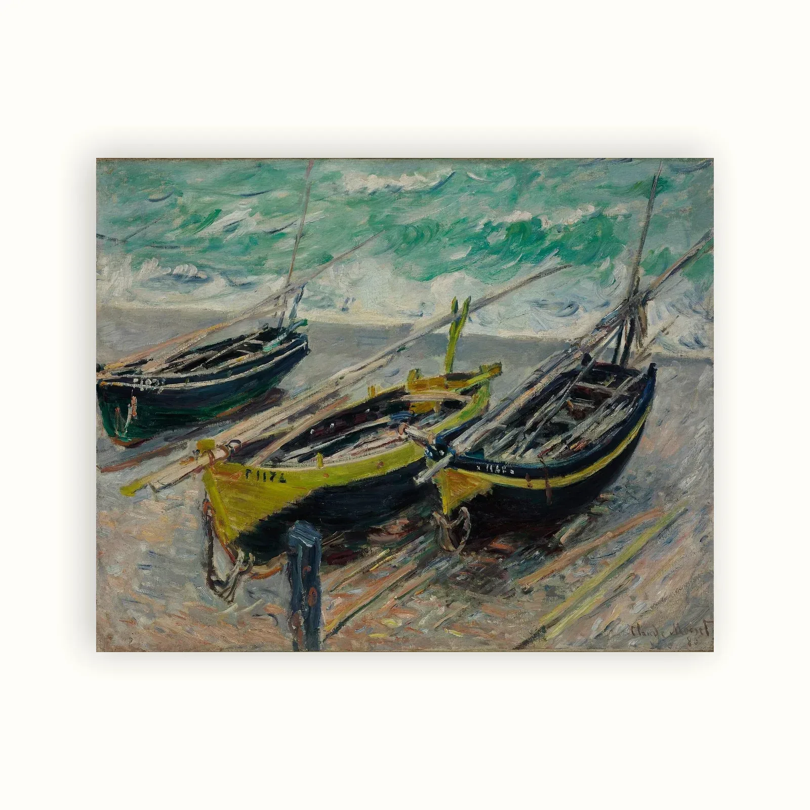 Three Fishing Boats by Claude Monet, 1886: as a fine art print