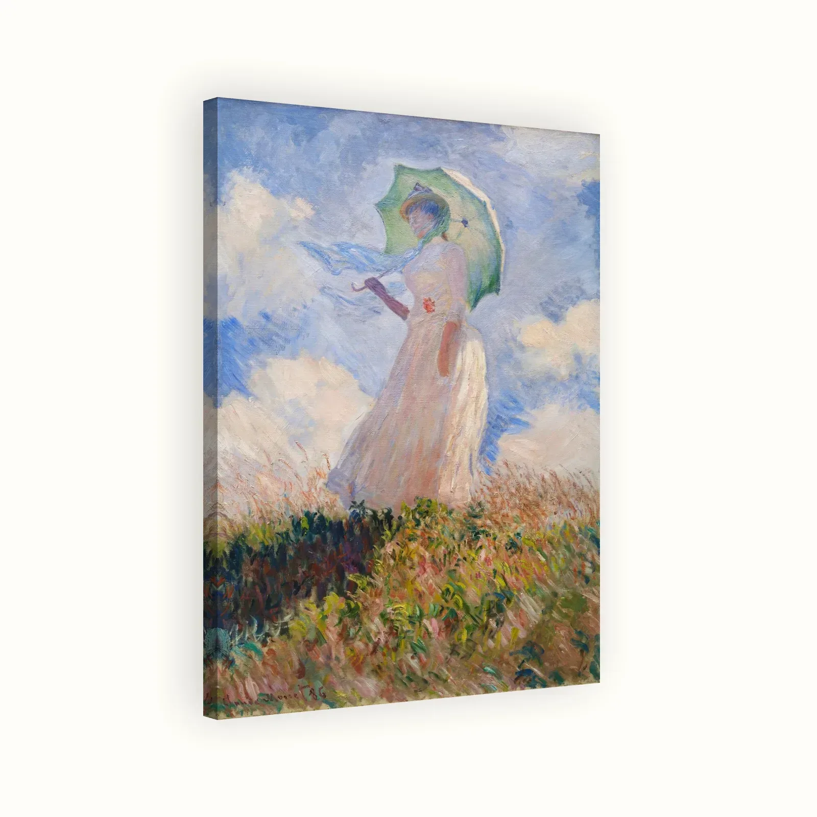 Woman with a Parasol, facing left by Claude Monet, 1886: Stretched canvas