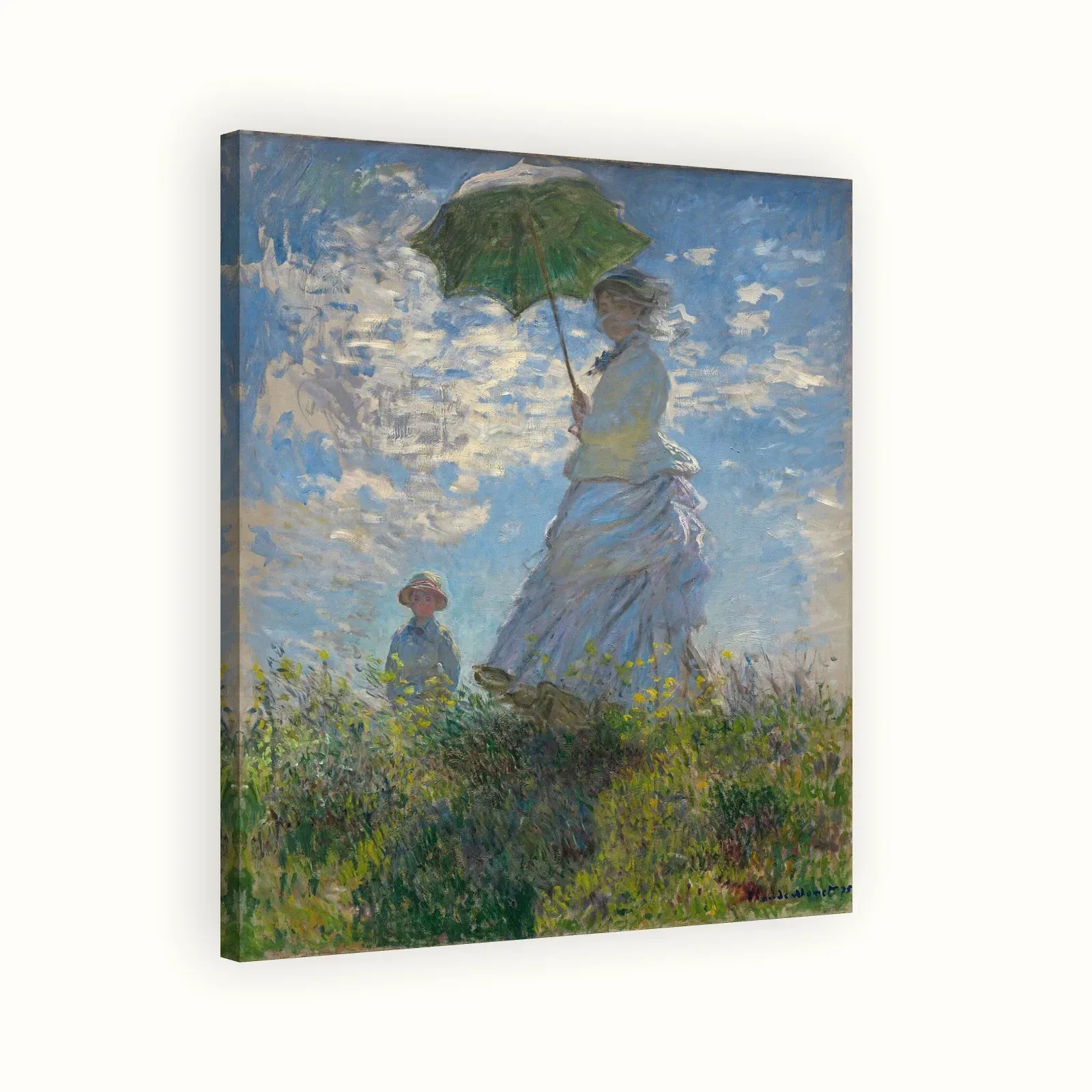 Woman with a Parasol – Madame Monet and Her Son by Claude Monet, 1875: Stretched canvas