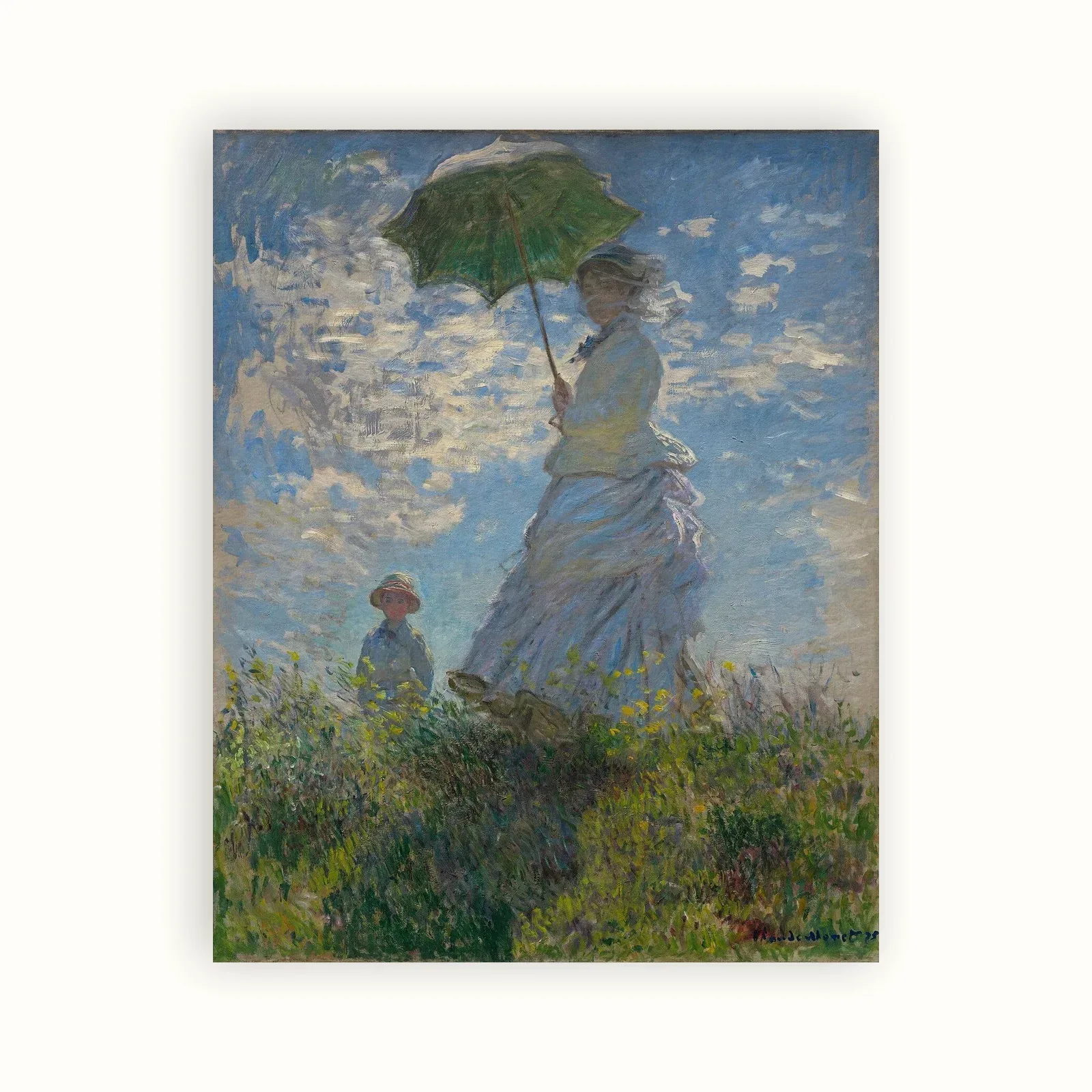 Woman with a Parasol – Madame Monet and Her Son by Claude Monet, 1875: as a fine art print
