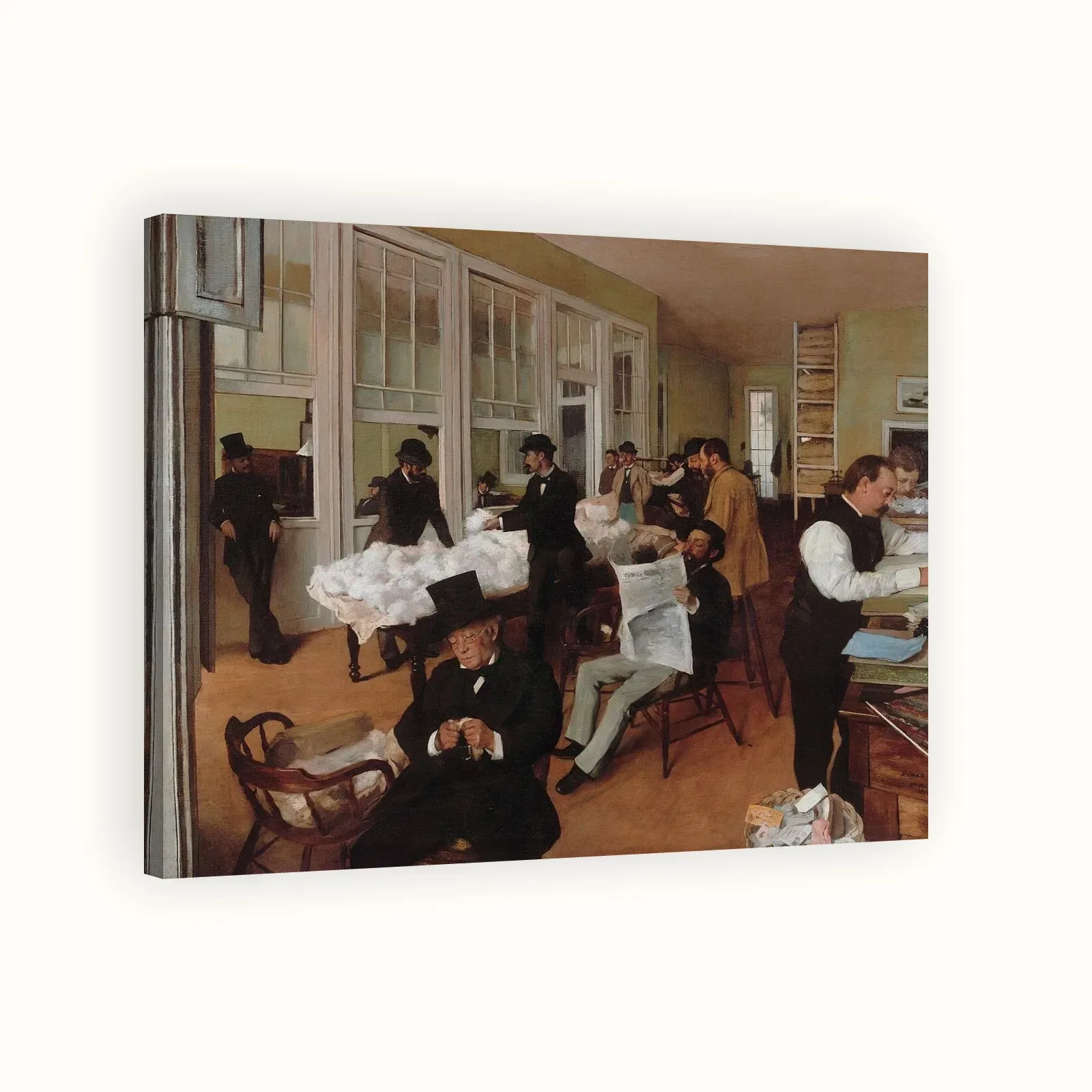 A Cotton Office in New Orleans by Edgar Degas, 1873: Stretched canvas