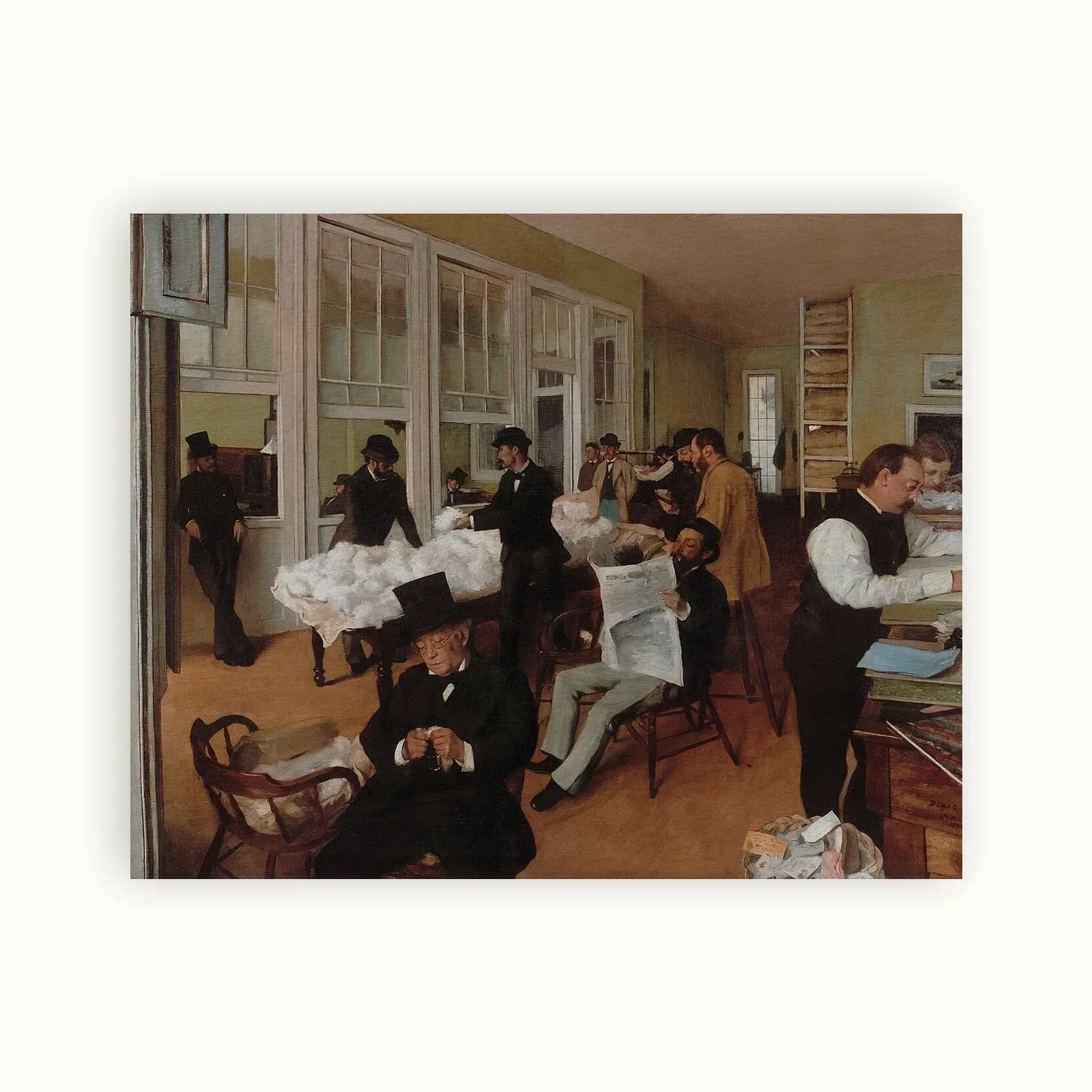 A Cotton Office in New Orleans by Edgar Degas, 1873: as a fine art print