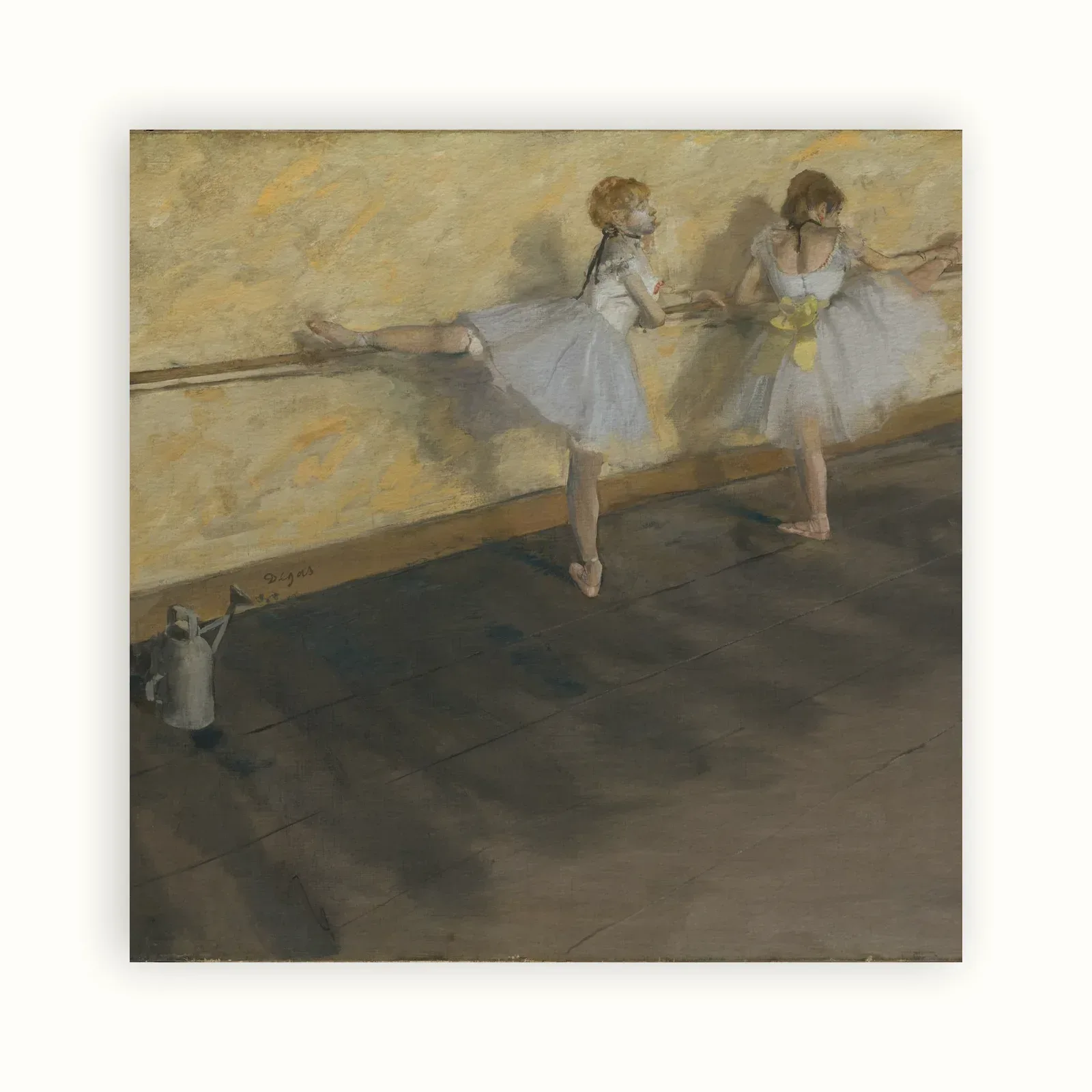 Dancers Practicing at the Barre by Edgar Degas, 1877: as a fine art print