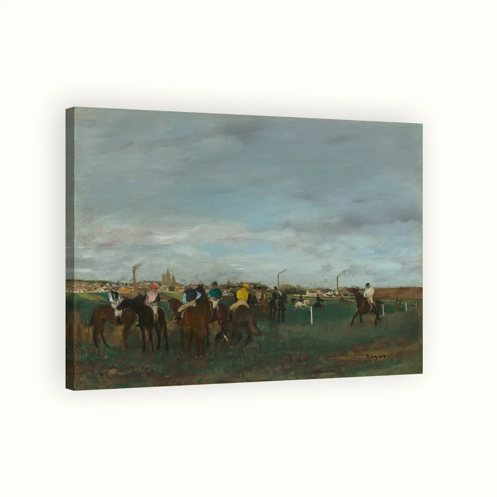 The Races by Edgar Degas, 1871–1872: Stretched canvas