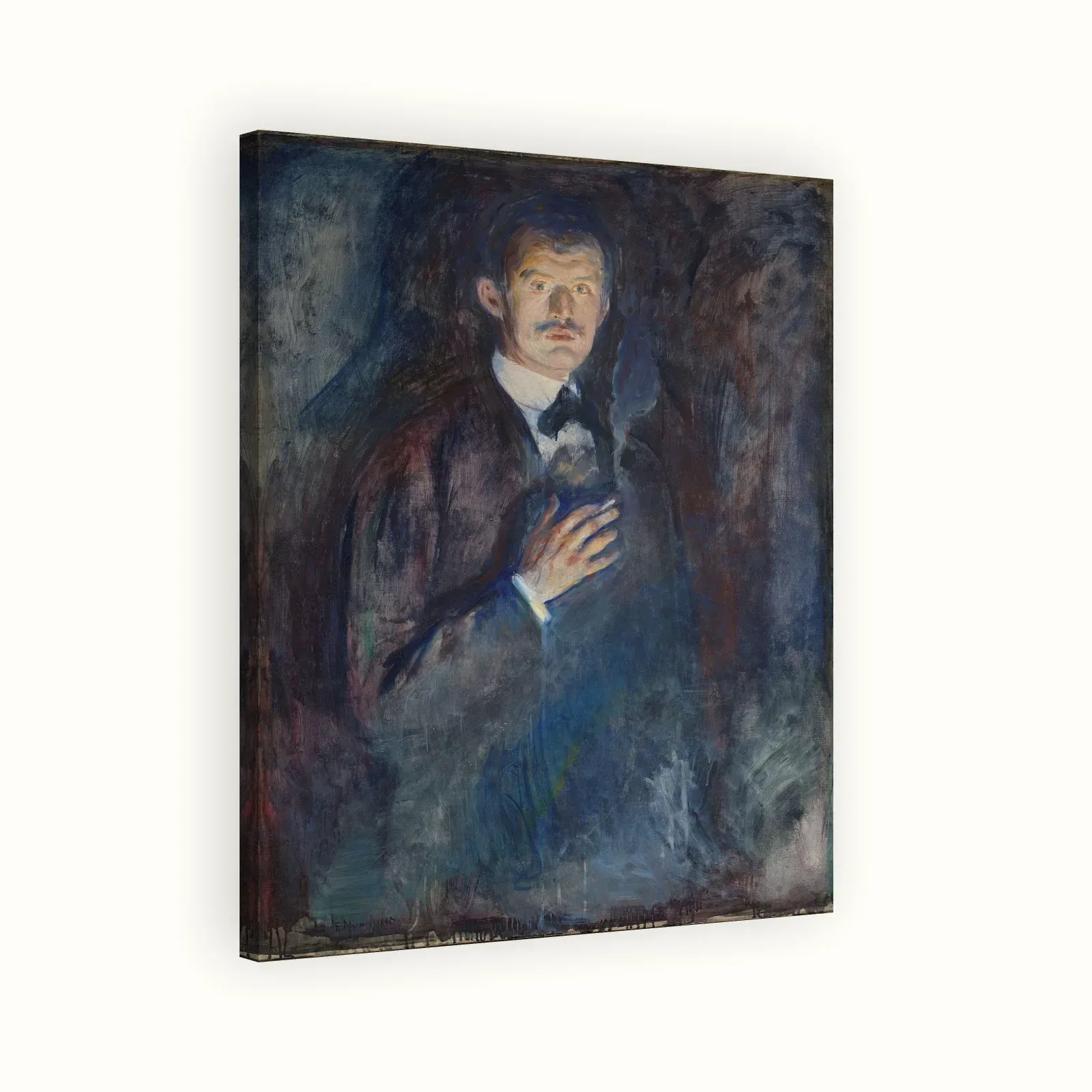 Self-Portrait with Cigarette by Edvard Munch, 1895: Stretched canvas