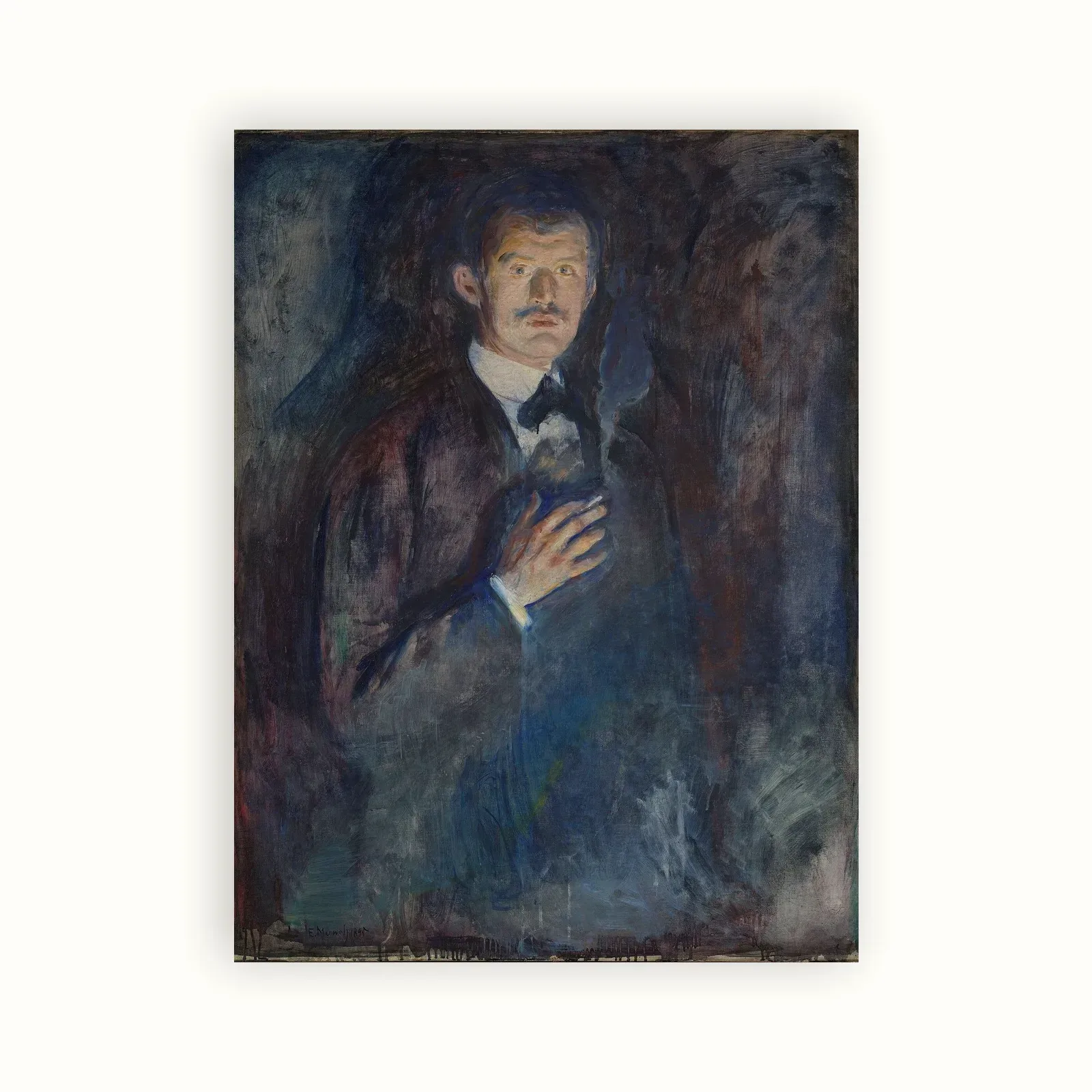 Self-Portrait with Cigarette by Edvard Munch, 1895: as a fine art print
