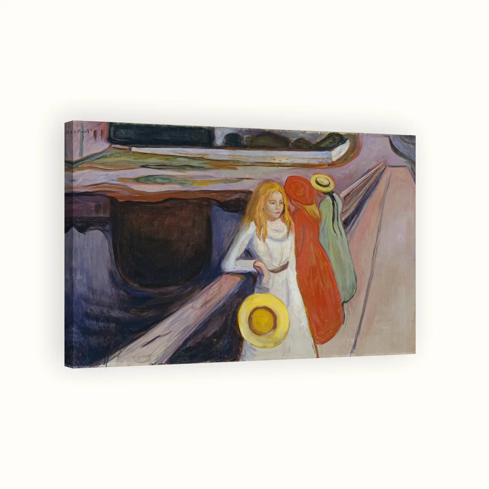 The Girls on the Bridge by Edvard Munch, 1901: Stretched canvas