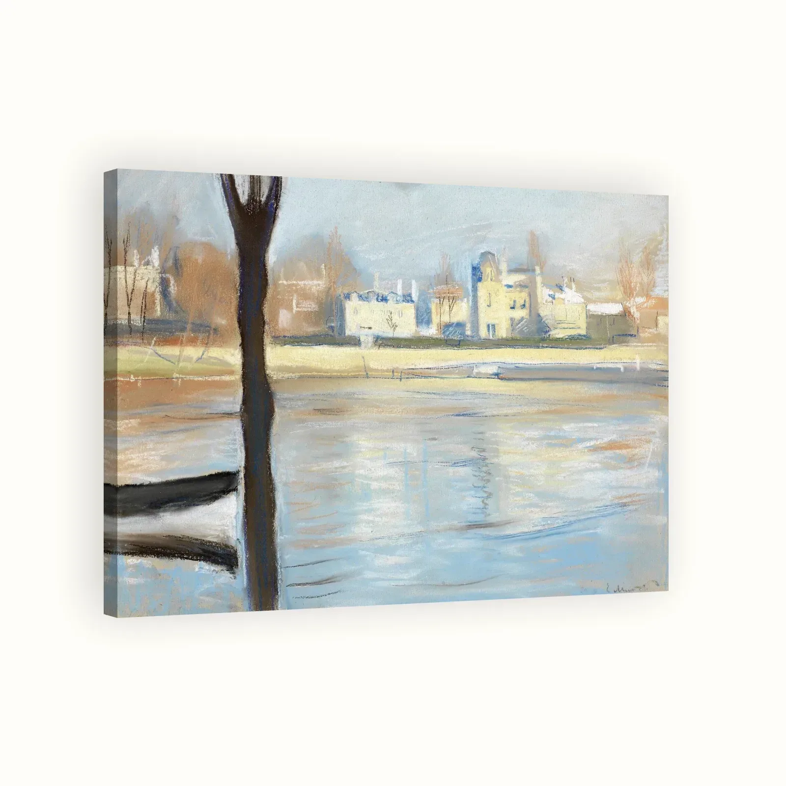 The Seine at Saint-Cloud by Edvard Munch, 1890: Stretched canvas