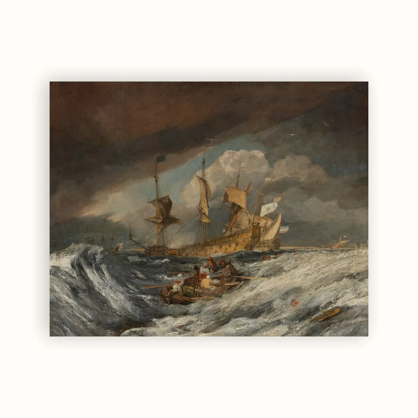 Boats Carrying Out Anchors to the Dutch Men of War by J. M. W. Turner, c. 1804: as a fine art print