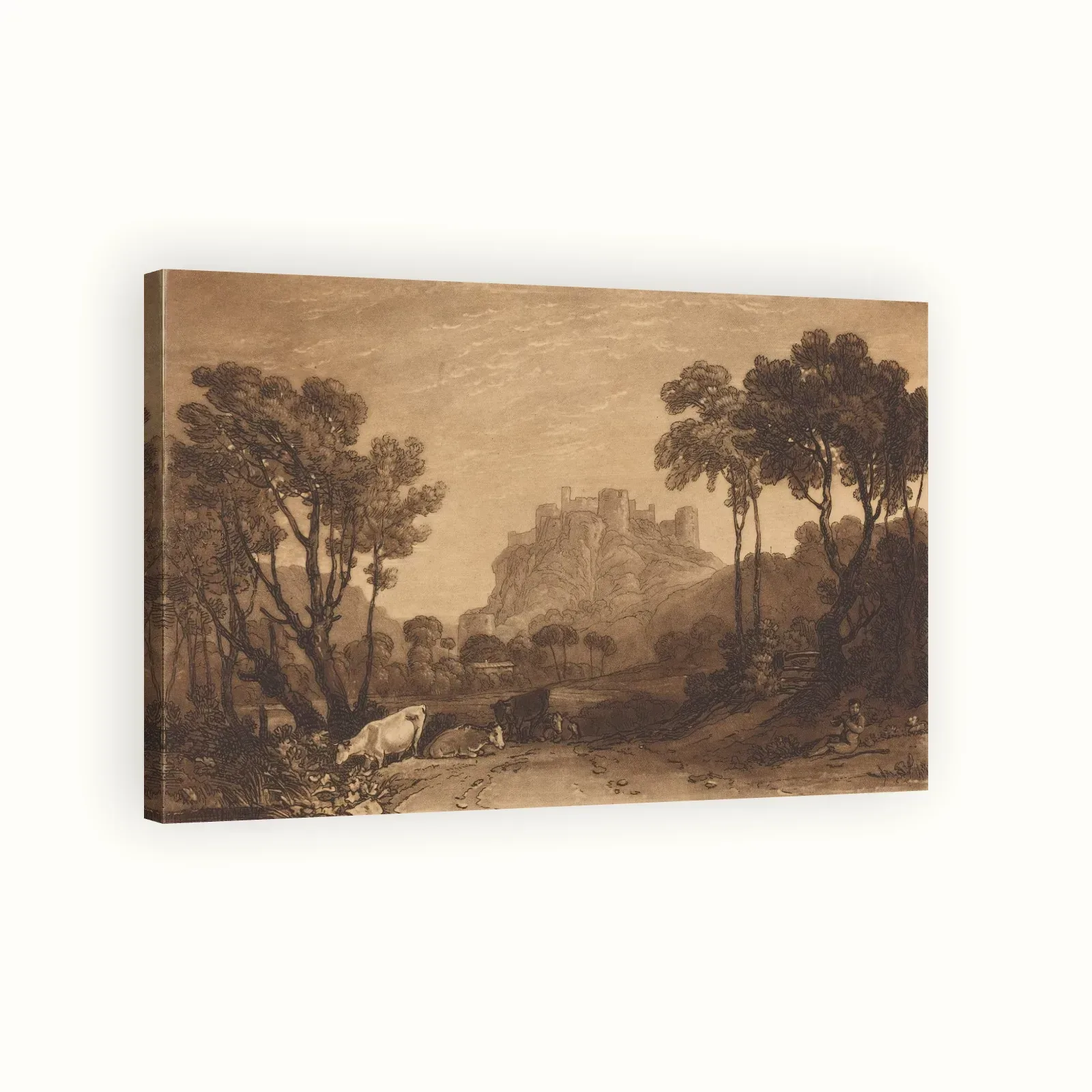 The Castle Above the Meadows by J. M. W. Turner, published 1808: Stretched canvas