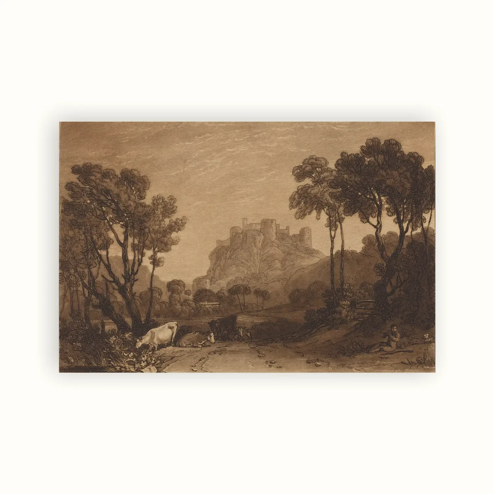 The Castle Above the Meadows by J. M. W. Turner, published 1808: as a fine art print