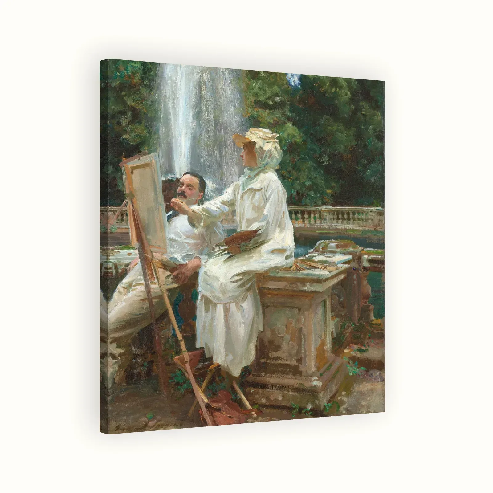 The Fountain, Villa Torlonia, Frascati, Italy by John Singer Sargent, 1907: Stretched canvas