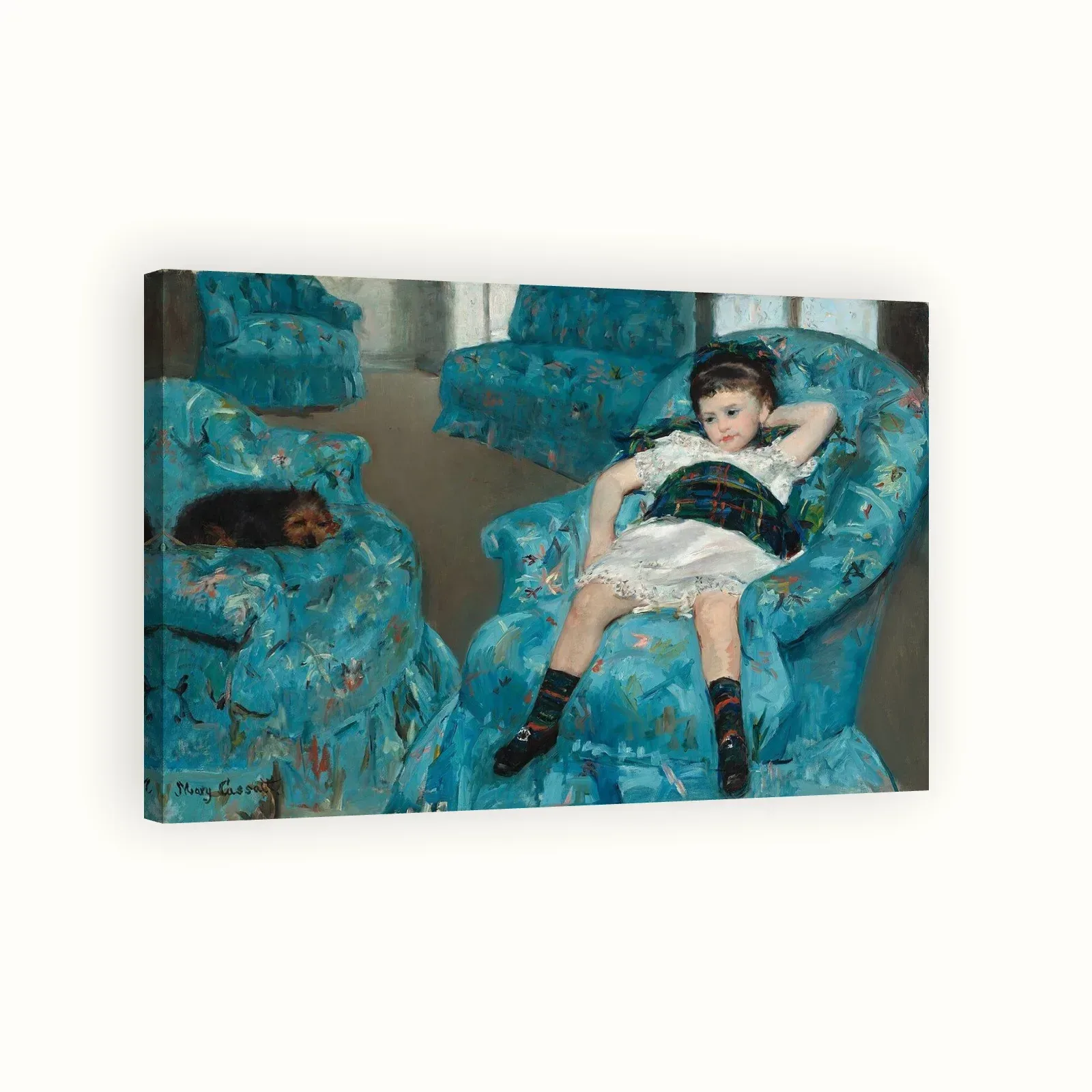 Little Girl in a Blue Armchair by Mary Cassatt, 1878: Stretched canvas