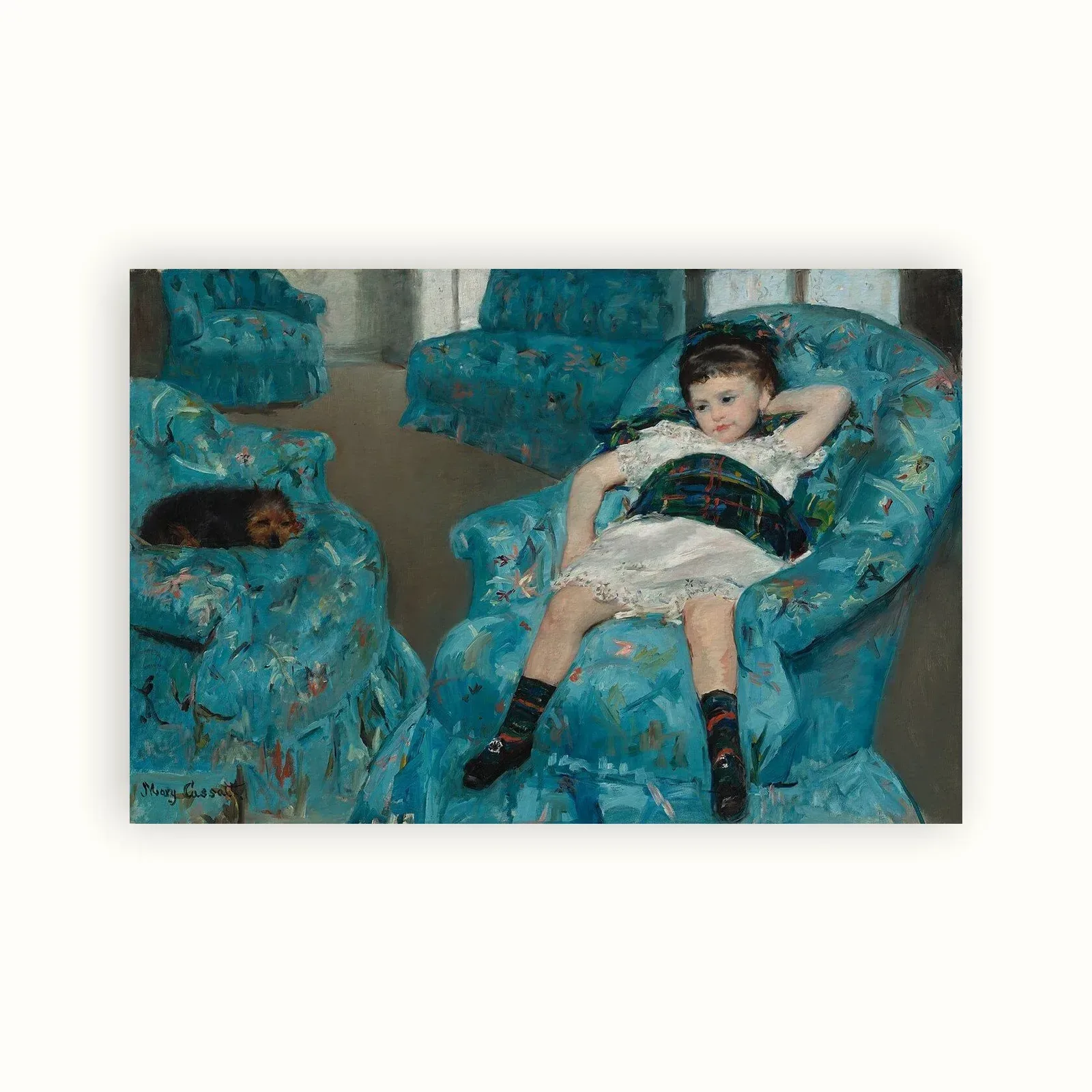Little Girl in a Blue Armchair by Mary Cassatt, 1878: as a fine art print