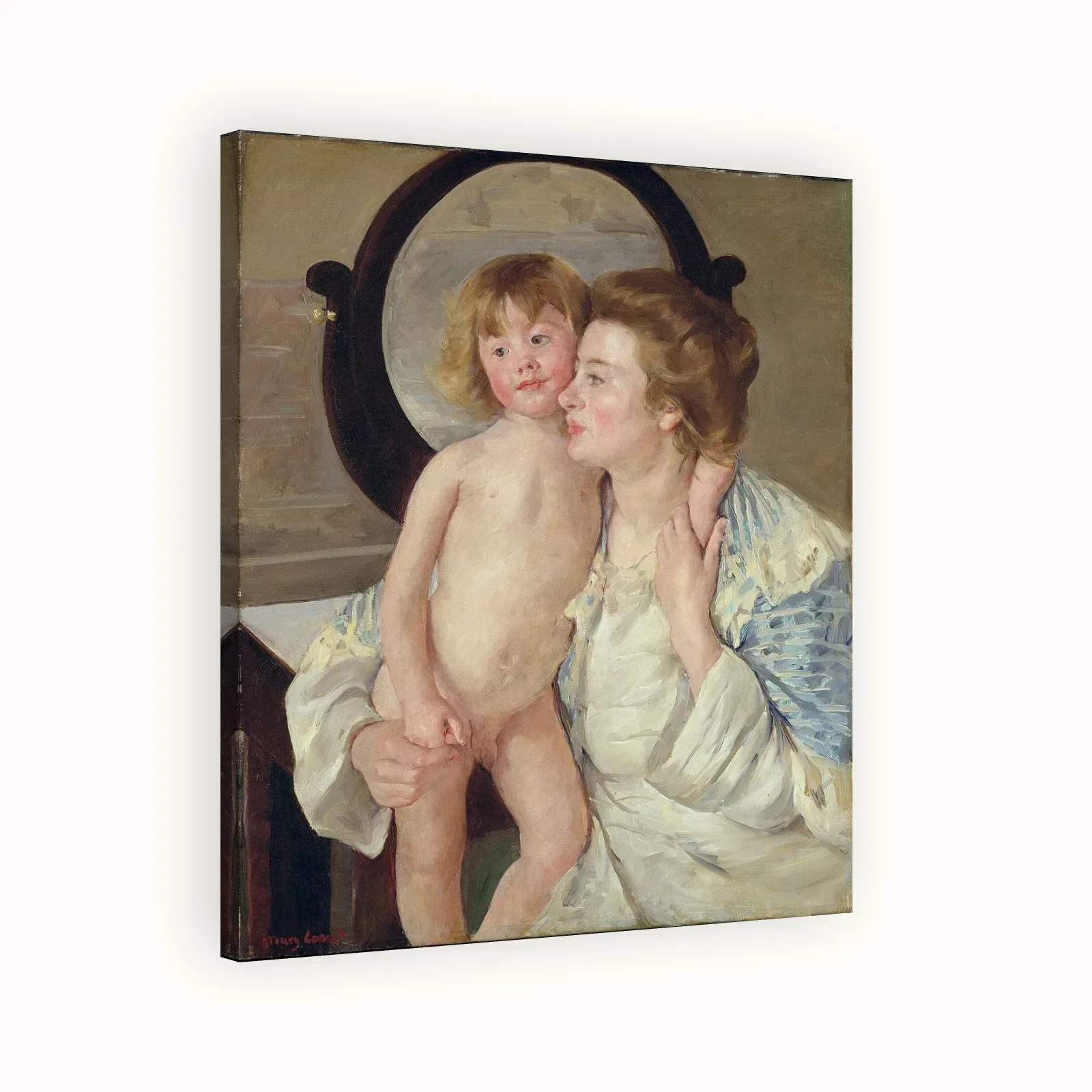 Mother and Child (The Oval Mirror) by Mary Cassatt, c. 1899: Stretched canvas