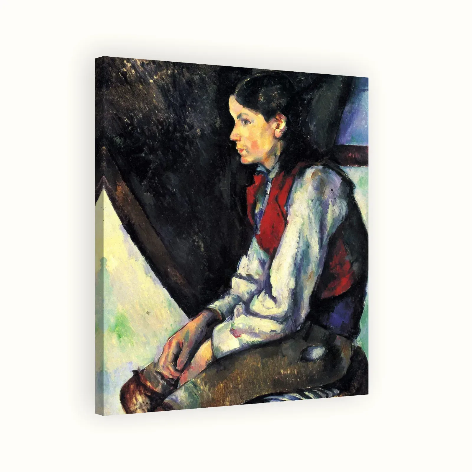 Boy in a Red Vest by Paul Cézanne, 1888–1890: Stretched canvas